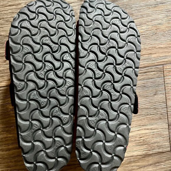 Birkenstock Red Velvet Large Buckle Sandals - Picture 3 of 4